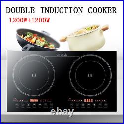 110V 2-Burner Portable Induction Ceramic Cooktop Countertop Cooker Hot Pot Stove