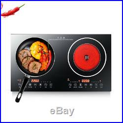 110V/2200W Electric Induction Cooker Cooktop Countertop Double Burner 8 Levels