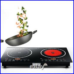 110V/2200W Electric Induction Cooker Cooktop Countertop Double Burner 8 Levels