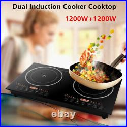110V 2400W Electric Induction Cooktop Dual Cooker Stove 8 Power Levels + Timer