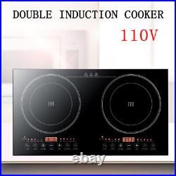 110V Electric Double Burner Dual Induction Cooker Cooktop 2400W Countertop Stove