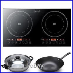 110V Electric Double Burner Dual Induction Cooker Cooktop 2400W Countertop Stove