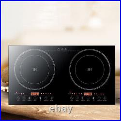 110V Electric Double Burner Dual Induction Cooker Cooktop 2400W Countertop Stove