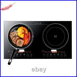110V Electric Double Burner Dual Induction Cooker Cooktop 2400W Countertop Stove