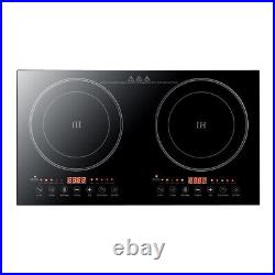 110V Electric Double Burner Dual Induction Cooker Cooktop 2400W Countertop Stove