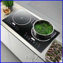 110V Electric Dual Induction Cooker Cooktop 2400W Countertop Double Burner Top