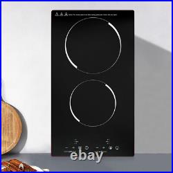 110V Electric Stove Ceramic Cooktop Sensor Touch Control 2 Burners with Plug