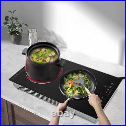 110V Electric Stove Ceramic Cooktop Sensor Touch Control 2 Burners with Plug