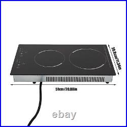 110V Electric Stove Ceramic Cooktop Sensor Touch Control 2 Burners with Plug