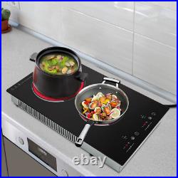 110V Electric Stove Ceramic Cooktop Sensor Touch Control 2 Burners with Plug