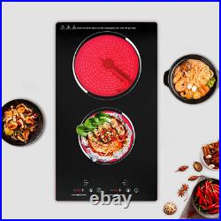 110V Electric Stove Ceramic Cooktop Sensor Touch Control 2 Burners with Plug