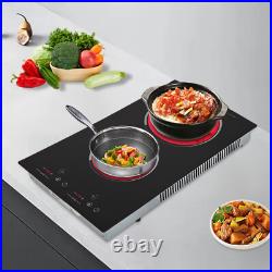 110V Electric Stove Ceramic Cooktop Sensor Touch Control 2 Burners with Plug