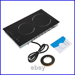 110V Electric Stove Ceramic Cooktop Sensor Touch Control 2 Burners with Plug