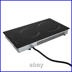 110V Electric Stove Ceramic Cooktop Sensor Touch Control 2 Burners with Plug