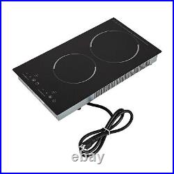 110V Electric Stove Ceramic Cooktop Sensor Touch Control 2 Burners with Plug