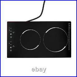 110V Electric Stove Ceramic Cooktop Sensor Touch Control 2 Burners with Plug