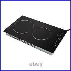 110V Electric Stove Ceramic Cooktop Sensor Touch Control 2 Burners with Plug