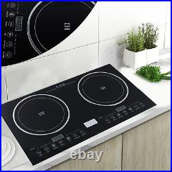 110V Induction Cooktop 2 Burners Electric Hob Cook Top Stove Ceramic Cooktop USA