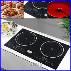 110V Induction Cooktop 2 Burners Electric Hob Cook Top Stove Ceramic Cooktop USA