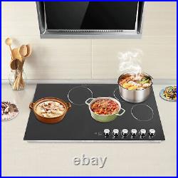 110V NEW Black Electric Cooktop Electric Stovetop 5 Burners Electric Cooktop US