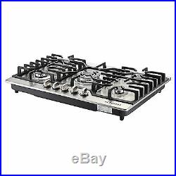 110V Top Brand 30COOKTOP Steel Built-in 5 Burners LPG/NG Gas Hob Stove Cooktop