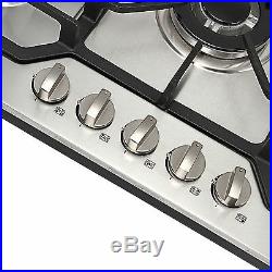 110V Top Brand 30COOKTOP Steel Built-in 5 Burners LPG/NG Gas Hob Stove Cooktop