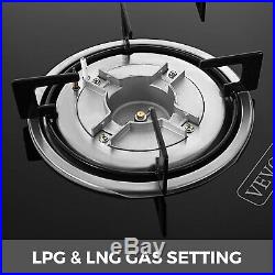 12 2 Burners Tempered Glass Gas Cooktop Gas Hob Built-In Stove iron grates