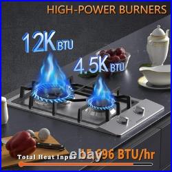 12/24/30/36 Gas Cooktop Stove Top 2/4/5 Burner LPG/NG Dual Fuel Stainless Steel