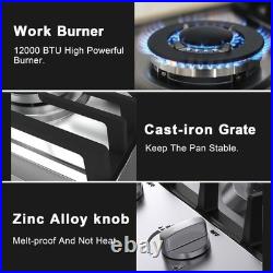 12/24/30/36 Gas Cooktop Stove Top 2/4/5 Burner LPG/NG Dual Fuel Stainless Steel