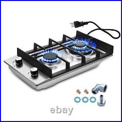 12/24 Eascookchef Gas Cooktop 2/4Burners NG/LPG Tempered Glass Drop-in Gas Hob
