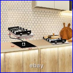 12/24 Eascookchef Gas Cooktop 2/4Burners NG/LPG Tempered Glass Drop-in Gas Hob