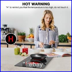 12 Built-in Electric Ceramic Cooktop Glass Stove 2 Burners Knob Control 110V