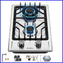 12 Built-in Gas Stove Top Electronic Ignition 2 Burner Gas Cooktop LPG/NG