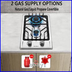 12 Built-in Gas Stove Top Electronic Ignition 2 Burner Gas Cooktop LPG/NG