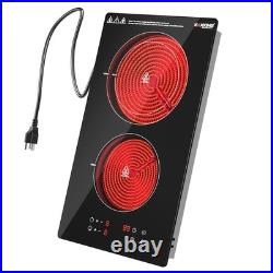 12 Electric Ceramic Cooktop 2 Burners Built-in Glass Stove Touch Control 110V