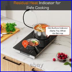 12 Electric Ceramic Cooktop 2 Burners Built-in Glass Stove Touch Control 110V