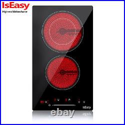 12 Electric Cooktop Ceramic Stove 2 Burners Built-in Touch Control Child Lock