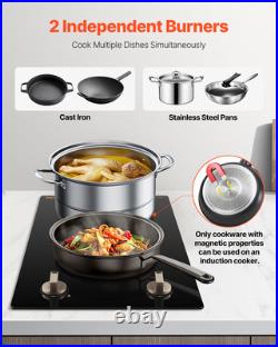 12 Electric Induction Cooktop Countertop Stove 2 Burners Knob Control 1800W 12 Electric Induction Cooktop Countertop Stove 2 Burners Knob Control 1800W