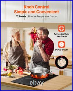 12 Electric Induction Cooktop Countertop Stove 2 Burners Knob Control 1800W 12 Electric Induction Cooktop Countertop Stove 2 Burners Knob Control 1800W