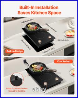 12 Electric Induction Cooktop Countertop Stove 2 Burners Knob Control 1800W 12 Electric Induction Cooktop Countertop Stove 2 Burners Knob Control 1800W