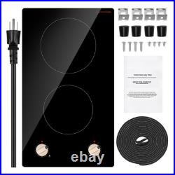 12 Electric Induction Cooktop Countertop Stove 2 Burners Knob Control 1800W 12 Electric Induction Cooktop Countertop Stove 2 Burners Knob Control 1800W