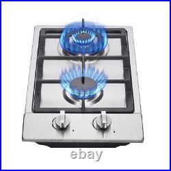 12 Gas Cooktop 2 Burners Drop-in Propane/natural Gas Cooker Gas Stove
