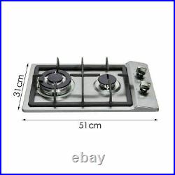12 Gas Cooktop 2 Burners Drop-in Propane/natural Gas Cooker Gas Stove 110V US