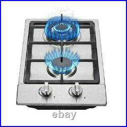 12 Gas Cooktop 2 Burners Drop-in Propane/natural Gas Cooker Gas Stove 110V US