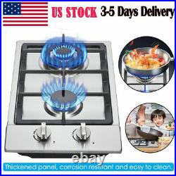 12 Gas Cooktop 2 Burners Drop-in Propane/natural Gas Cooker Gas Stove US New
