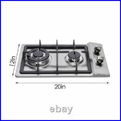 12 Gas Cooktop 2 Burners Drop-in Propane/natural Gas Cooker Gas Stove US New