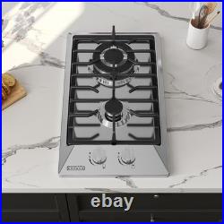 12 Inch Built-In Gas Cooktop with 2 Sealed SABAF Burners, Stainless Steel Sur