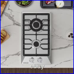 12 Inch Built-In Gas Cooktop with 2 Sealed SABAF Burners, Stainless Steel Sur