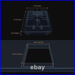 12 Inch Built-In Gas Cooktop with 2 Sealed SABAF Burners, Stainless Steel Sur