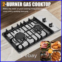12 Inch Gas Cooktop, 2 Burners Built-In Stainless Steel Stove Top, Max 12000BTU